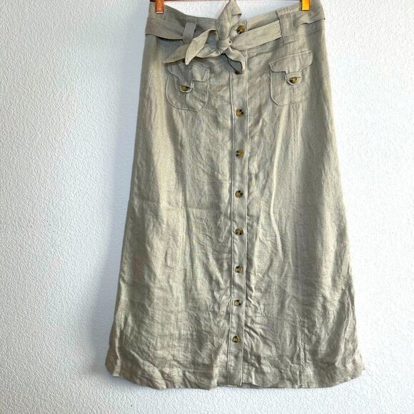 Soft surroundings‎ linen button front skirt - Picture 2 of 9